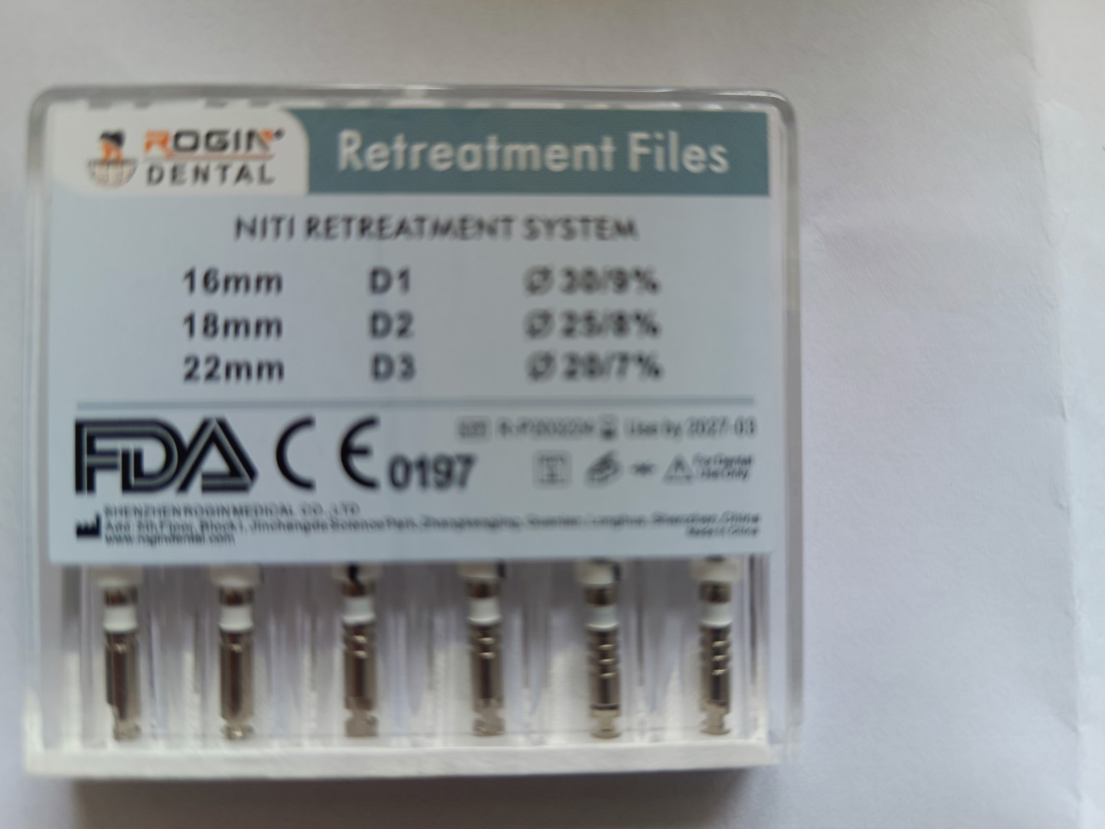 Niti retreatment files, Rogin Dental